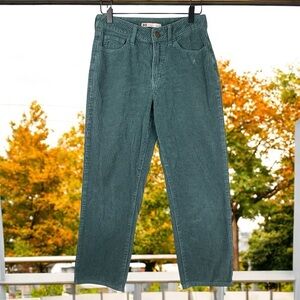 SO High Rise Straight Stylish Corduroy Pants in Forest Green 7/28